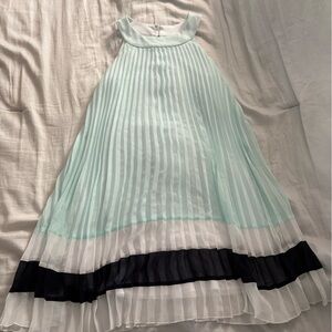 Rare Editions Mint and White Pleated Dress